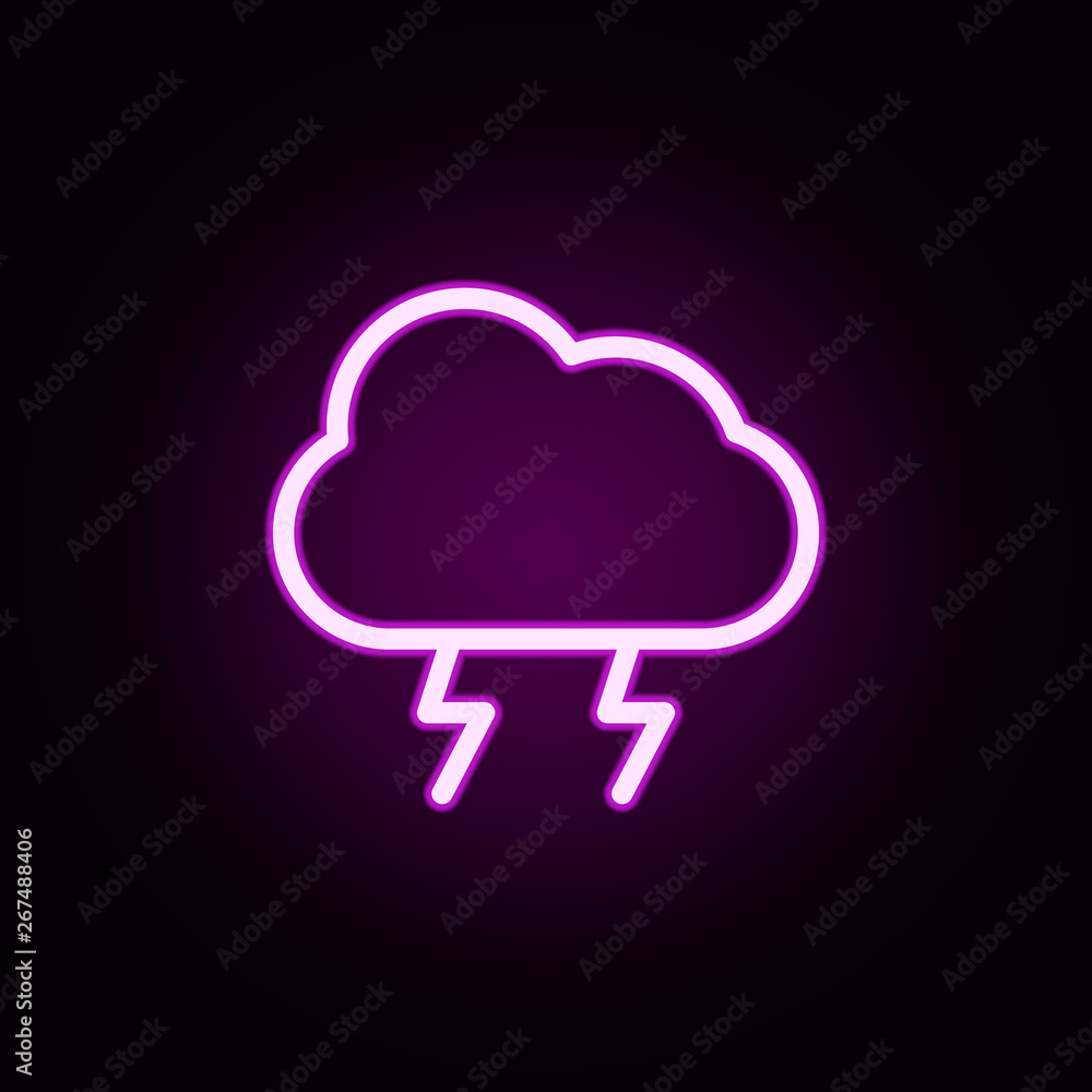 cloud of lightning neon icon. Elements of autumn set. Simple icon for websites, web design, mobile app, info graphics cloud of lightning neon icon. Elements of autumn set. Simple icon for websites, web design, mobile app, info graphics