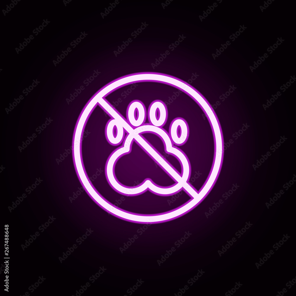 prohibition of animals neon icon. Elements of ban set. Simple icon for websites, web design, mobile app, info graphics prohibition of animals neon icon. Elements of ban set. Simple icon for websites, web design, mobile app, info graphics