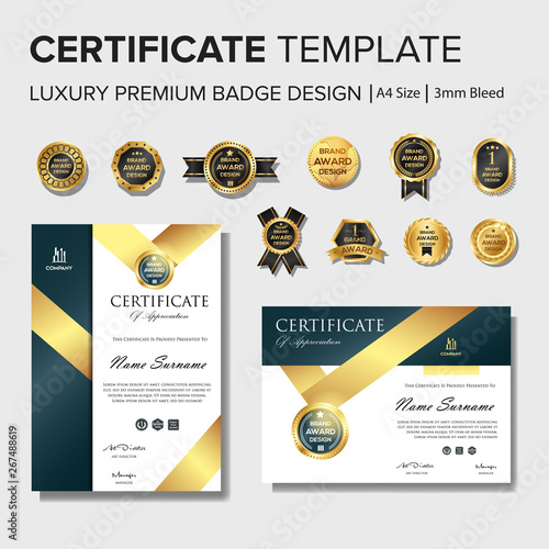 Professional certificate design with badge