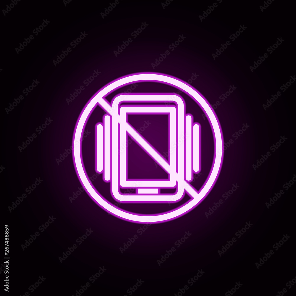 prohibition of vibration neon icon. Elements of ban set. Simple icon for websites, web design, mobile app, info graphics prohibition of vibration neon icon. Elements of ban set. Simple icon for websites, web design, mobile app, info graphics