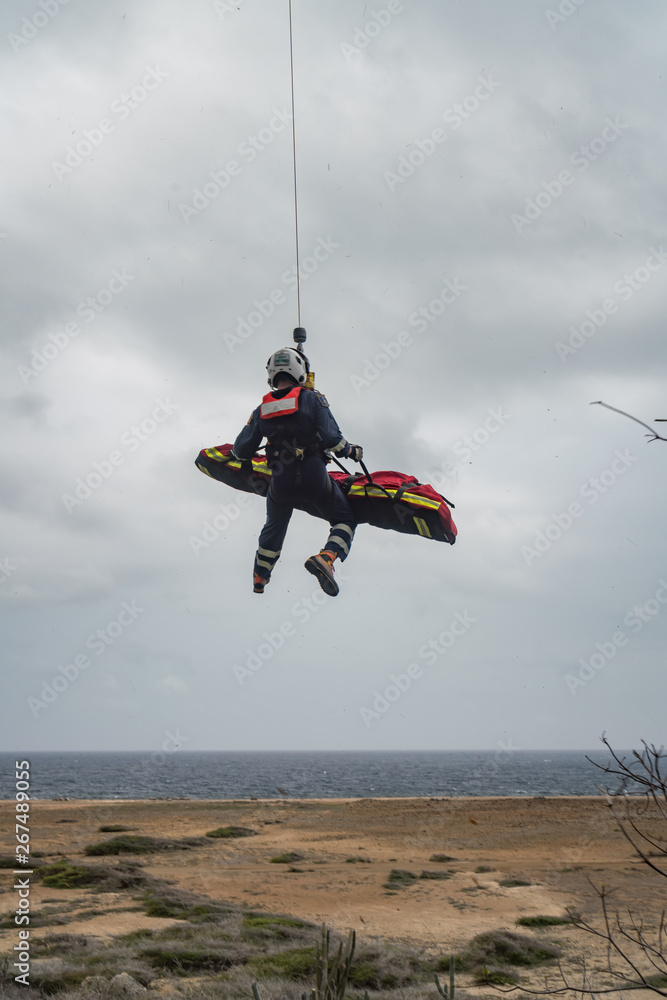 Fototapeta premium Dutch Caribbean Coastguard exercise -Island of Curacao