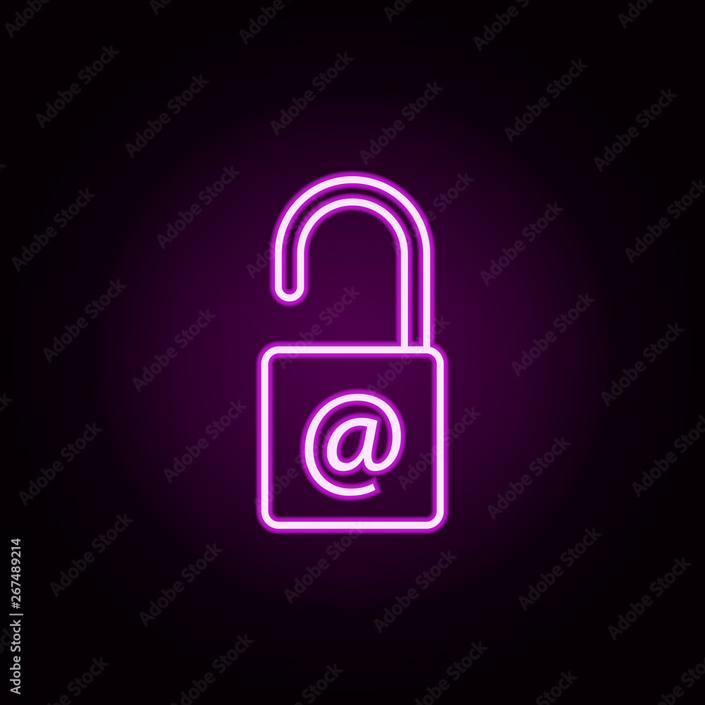 unlocking the MAIL neon icon. Elements of data secutity set. Simple icon for websites, web design, mobile app, info graphics unlocking the MAIL neon icon. Elements of data secutity set. Simple icon for websites, web design, mobile app, info graphics