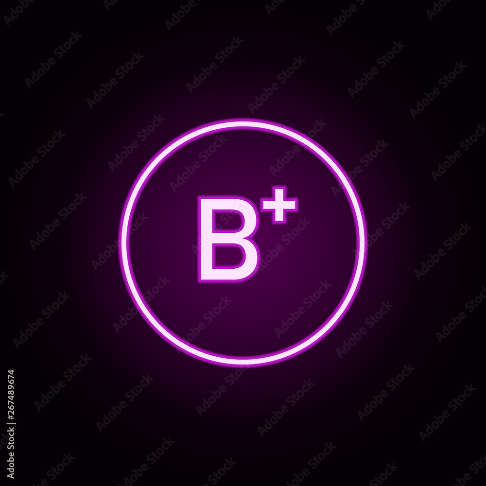 B plus neon icon. Elements of education set. Simple icon for websites, web design, mobile app, info graphics B plus neon icon. Elements of education set. Simple icon for websites, web design, mobile app, info graphics
