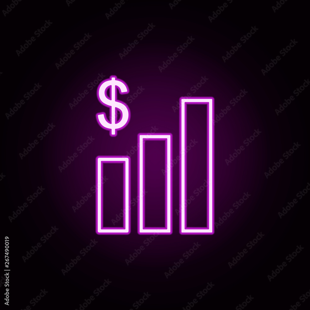 statistics dollar neon icon. Elements of finance set. Simple icon for websites, web design, mobile app, info graphics statistics dollar neon icon. Elements of finance set. Simple icon for websites, web design, mobile app, info graphics