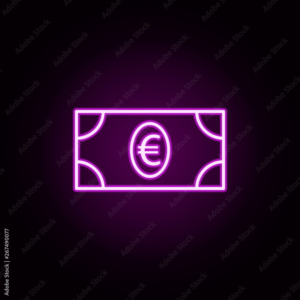 Fototapeta premium Euro neon icon. Elements of finance set. Simple icon for websites, web design, mobile app, info graphics