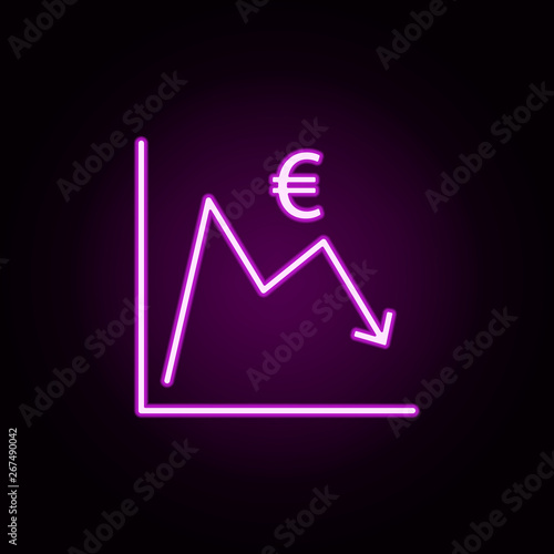euro statistics neon icon. Elements of finance set. Simple icon for websites, web design, mobile app, info graphics