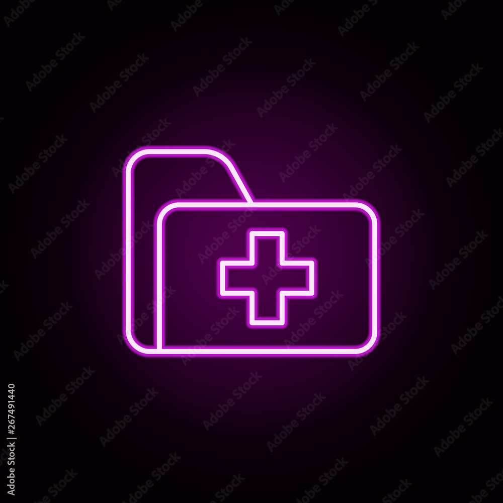 Medical folder neon icon. Elements of medical set. Simple icon for websites, web design, mobile app, info graphics Medical folder neon icon. Elements of medical set. Simple icon for websites, web design, mobile app, info graphics