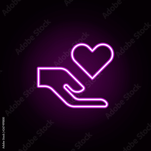 charity neon icon. Elements of Minimal universal theme set. Simple icon for websites, web design, mobile app, info graphics