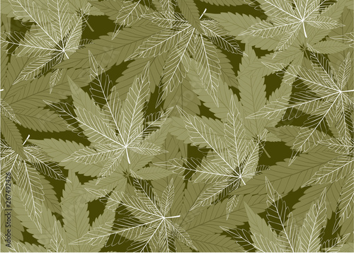 Canaabis or marijuana leaves pattern seamless golden foil..