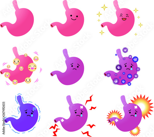 Illustration of a cute stomach set