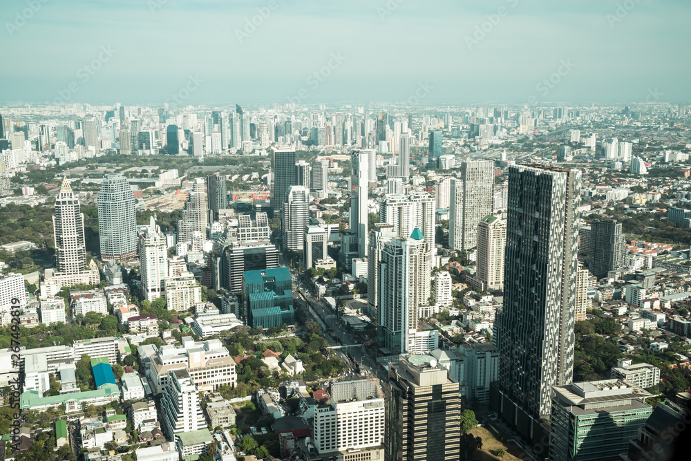 Fototapeta premium Beautiful cityscape with architecture and building in Bangkok Thailand