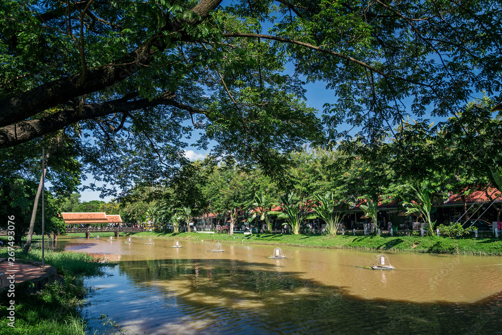 Naklejka premium river in central siem reap old town area in cambodia