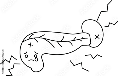 Illustration of a cute pancreas and spleen outline