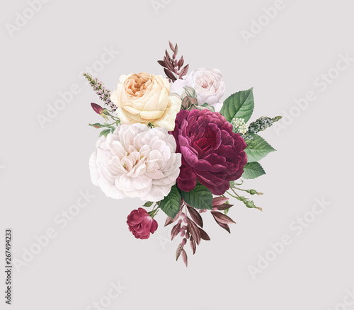 Vintage colorful flowers design vector