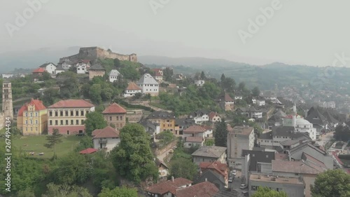 Jajce city aerial footage with drone. Bosnia and Herzegovina. photo