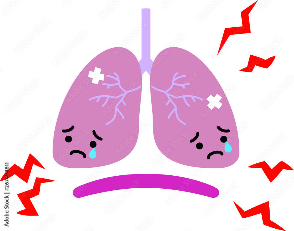 Illustration of a cute lung and diaphragm Illustration of a cute lung and diaphragm