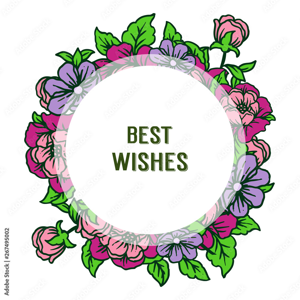 Vector illustration banner best wishes with various ornate of colorful flower frames