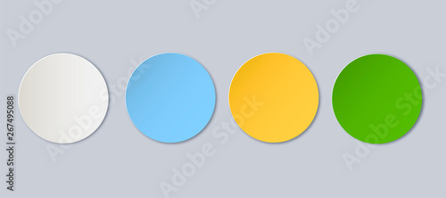 Vector blank button set. Vector elements for your design. Paper art round frame with shadow isolated on background.