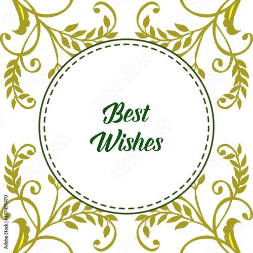 Vector illustration style of card best wishes for cute leaf wreath frame