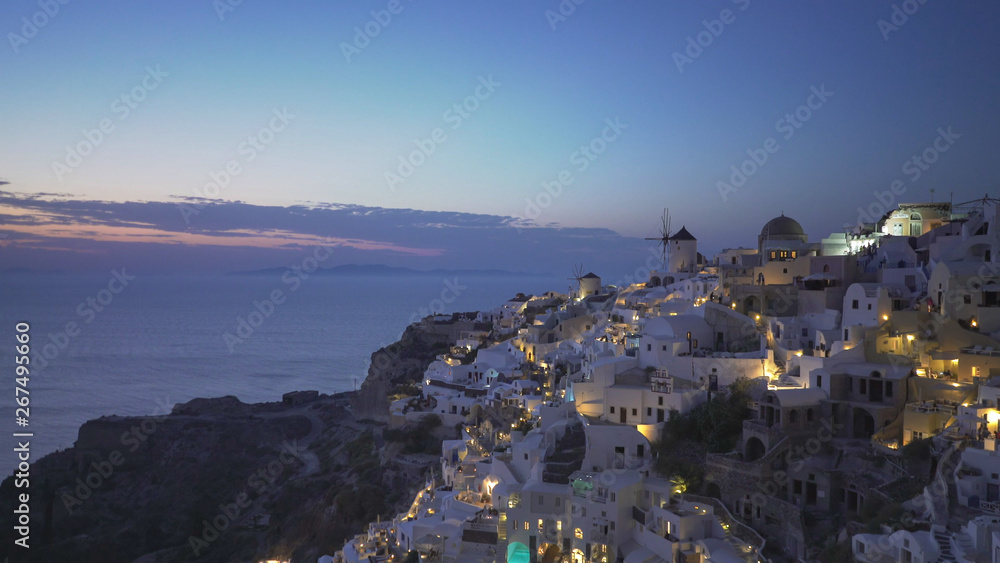 evening view of the town of oia on santorini
