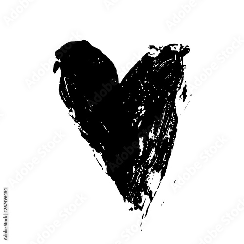 Grunge heart. Valentine day print. Vector illustration.