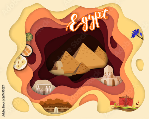 Paper cut design of Tourist Travel Egypt