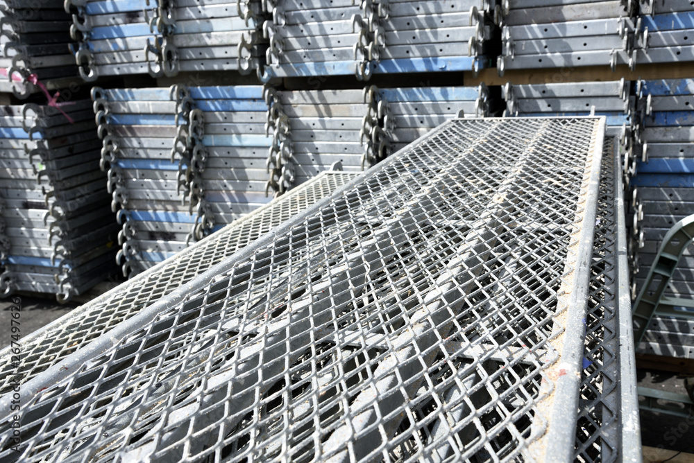 Material yard for scaffolding -Steel Scaffold Boards-