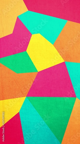 Abstract background texture of geometric shapes of pink, yellow and green colors.