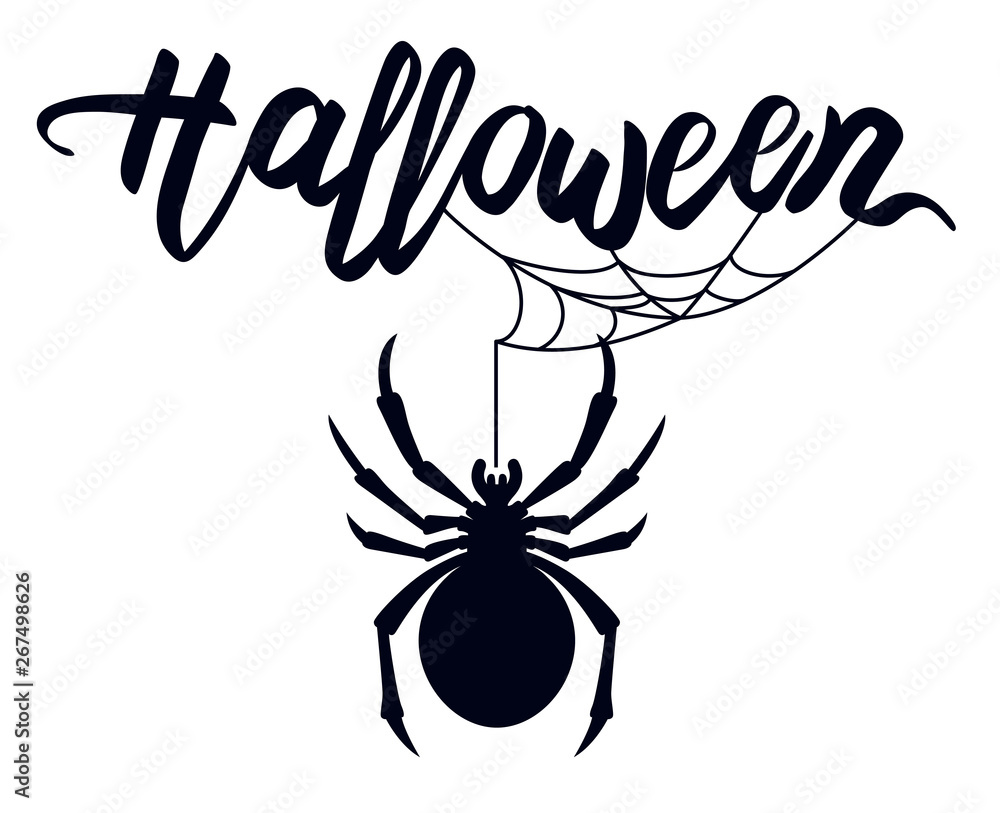 Halloween spider silhouette vector illustration Stock Vector | Adobe Stock