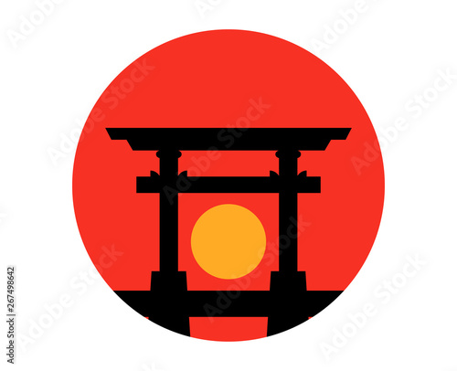 Japanese torii gate vector illustration