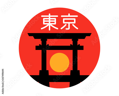 Japanese torii gate vector illustration