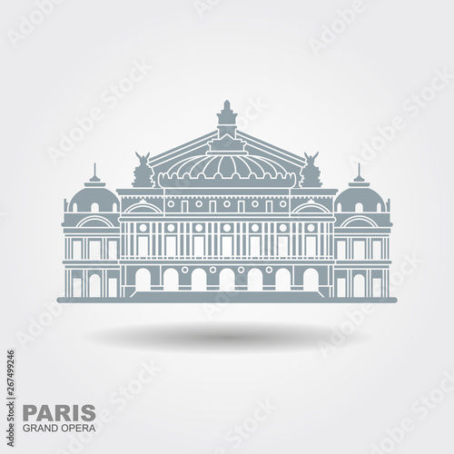 Opera Garnier Paris France. Flat vector icon