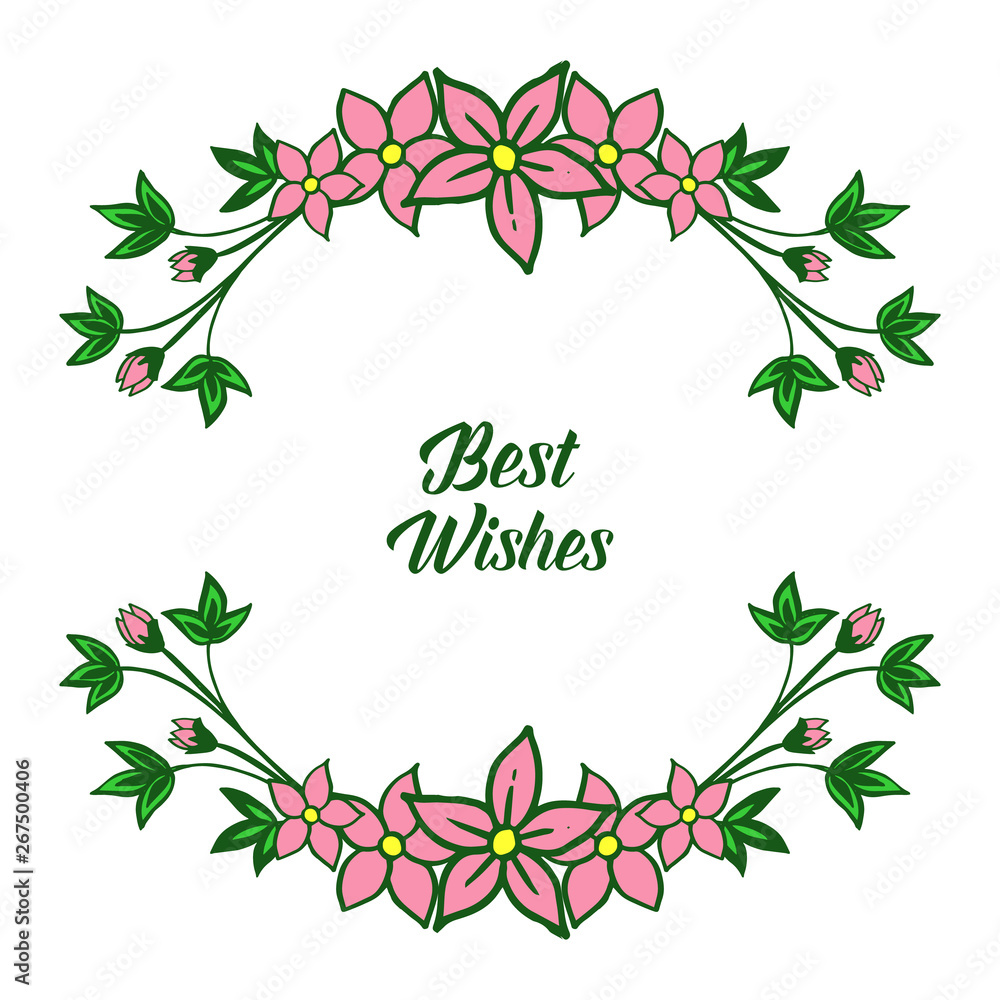 Vector illustration best wishes with pattern art pink flower frame Vector illustration best wishes with pattern art pink flower frame