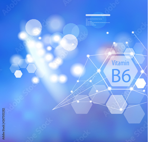 Vitamin B6 on an abstract background.