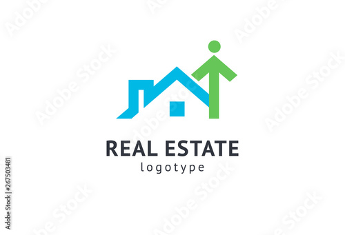 Abstract real estate agent logo icon vector design. Rent, sale of real estate vector logo, House cleaning, home security, real estate auction. Vector building logo concept.