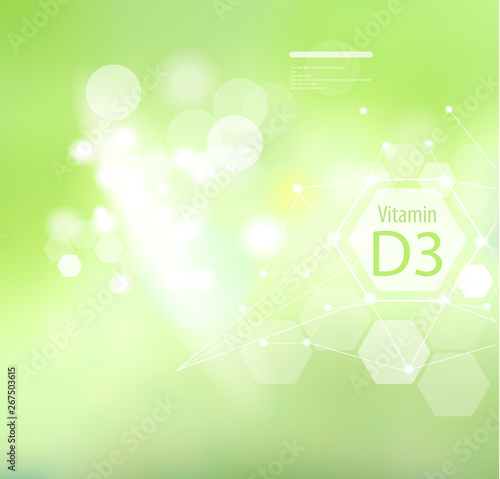 Vitamin D3 on an abstract background.