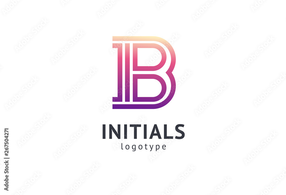 Fototapeta premium Monogram design elements, graceful template. Calligraphic elegant logo design. B logo. B line art monogram.