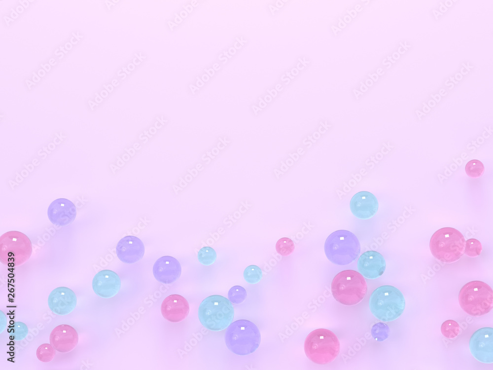 flat lay pink pastel scene many spheres/ball colorful top copy space 3d rendering flat lay pink pastel scene many spheres/ball colorful top copy space 3d rendering