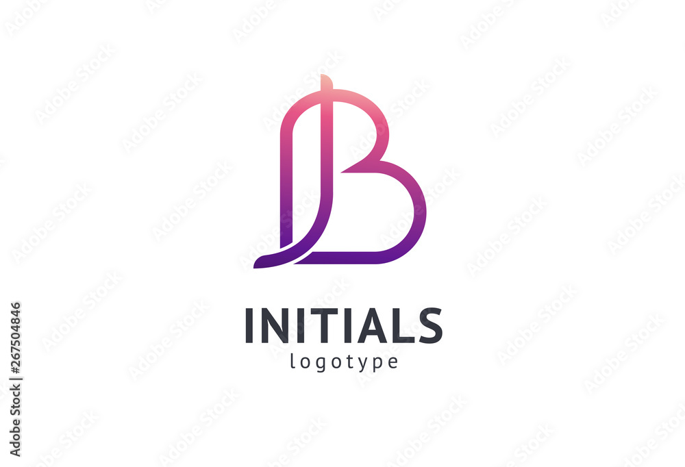 Fototapeta premium Monogram design elements, graceful template. Calligraphic elegant logo design. B logo. B line art monogram.