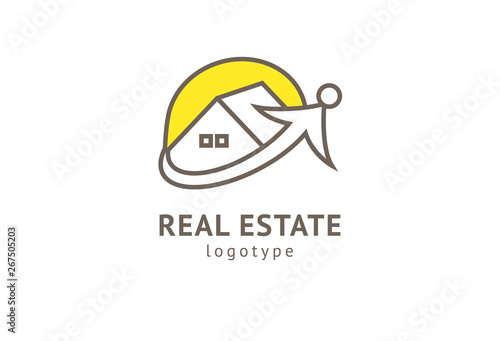 Abstract real estate agent logo icon vector design. Rent, sale of real estate vector logo, House cleaning, home security, real estate auction. Vector building logo concept.