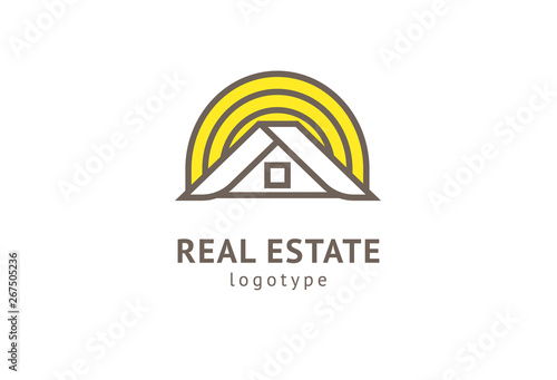 Abstract real estate agent logo icon vector design. Rent, sale of real estate vector logo, House cleaning, home security, real estate auction. Vector building logo concept.