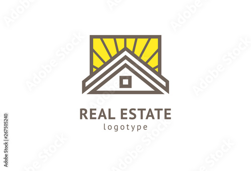 Abstract real estate agent logo icon vector design. Rent, sale of real estate vector logo, House cleaning, home security, real estate auction. Vector building logo concept.