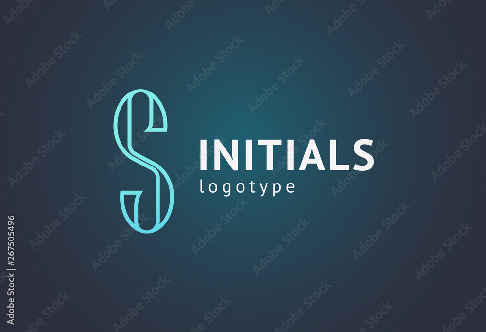 Fototapeta premium Monogram design elements, graceful template. Calligraphic elegant logo design. S logo. S line art monogram.