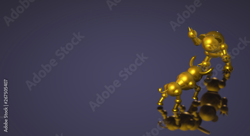 3d rendering bull and bear business content.