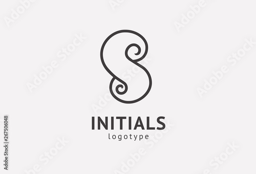 Monogram design elements, graceful template. Calligraphic elegant logo design. S logo. S line art monogram.