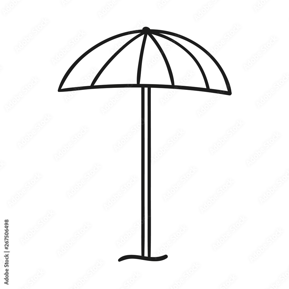 Obraz premium Drawn outlined icon of a beach umbrella