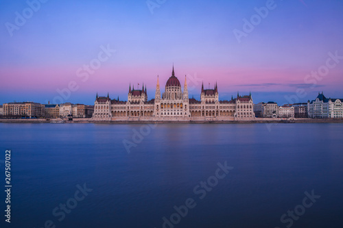 Dusk over Budapest's Parliament House