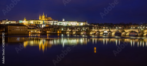 Panorama of the Prague cityscape at twilight