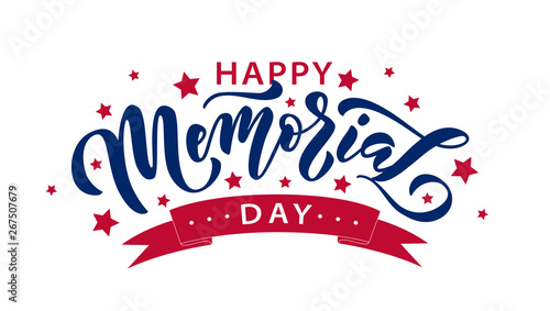 Memorial Day. Remember and honor. Vector illustration Hand drawn text lettering with stars for Memorial Day in USA.