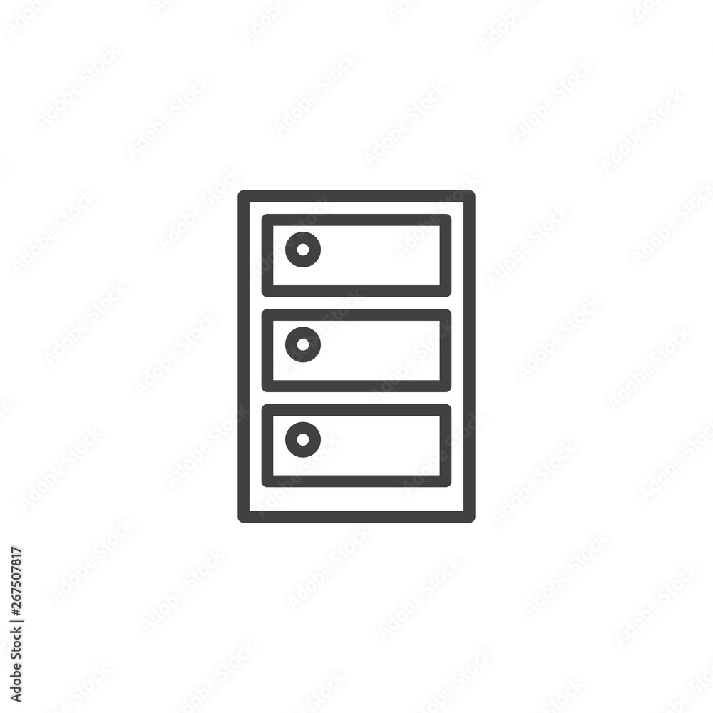 Cabinet line icon. linear style sign for mobile concept and web design. Archive box outline vector icon. Symbol, logo illustration. Pixel perfect vector graphics Cabinet line icon. linear style sign for mobile concept and web design. Archive box outline vector icon. Symbol, logo illustration. Pixel perfect vector graphics